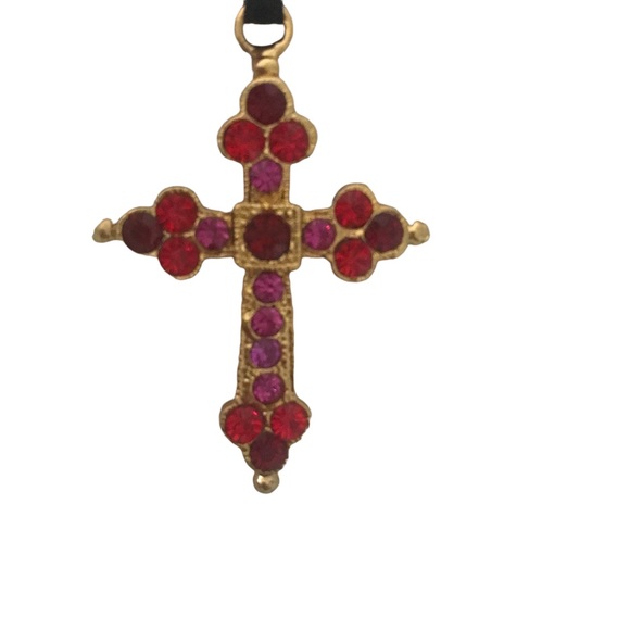 Gemstone / Gold Cross Pendants - set of 2 - Picture 4 of 7